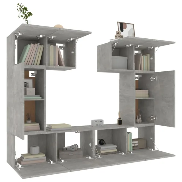 Ensemble de meubles TV 6 pcs Gris béton Bois d'ingénierie