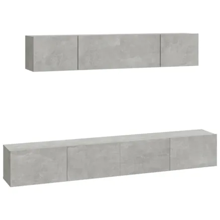 Ensemble de meubles TV 4 pcs Gris béton Bois d'ingénierie 2
