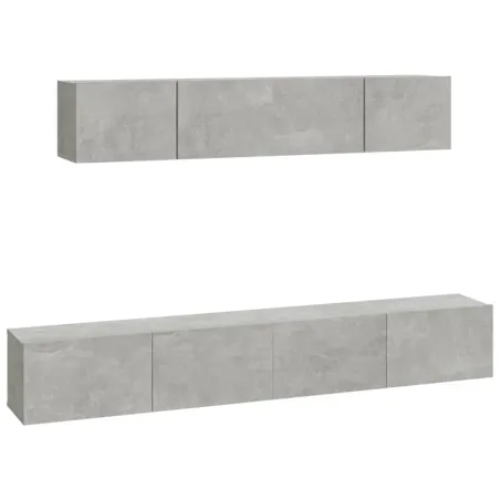Ensemble de meubles TV 4 pcs Gris béton Bois d'ingénierie