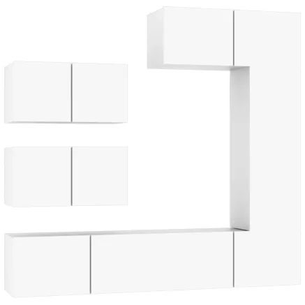 Ensemble de meubles TV 6 pcs Blanc Bois d'ingénierie 2