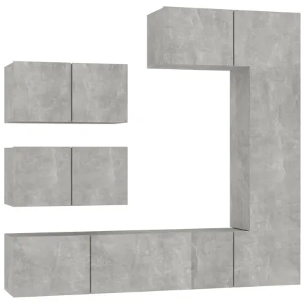Ensemble de meubles TV 6 pcs Gris béton Bois d'ingénierie 2