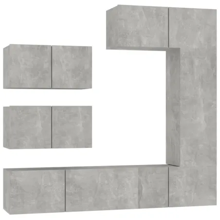 Ensemble de meubles TV 6 pcs Gris béton Bois d'ingénierie