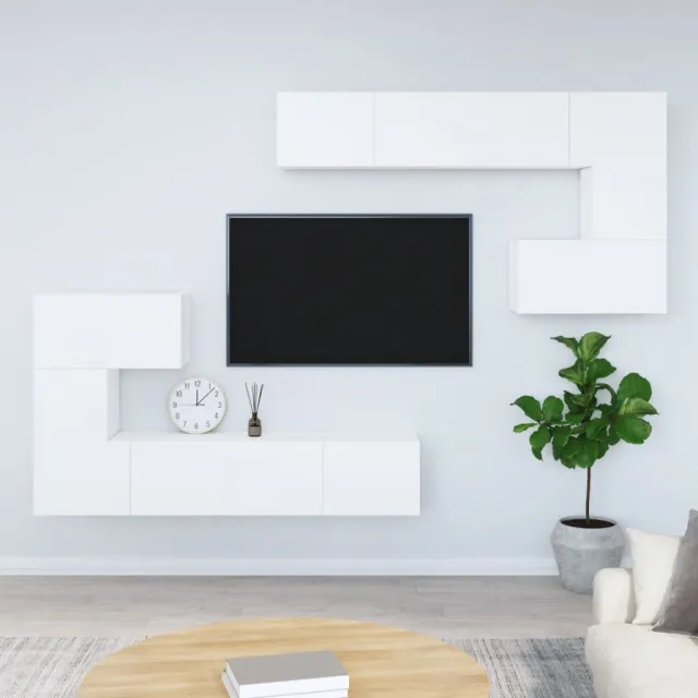 Meuble TV mural Blanc Bois d'ingénierie