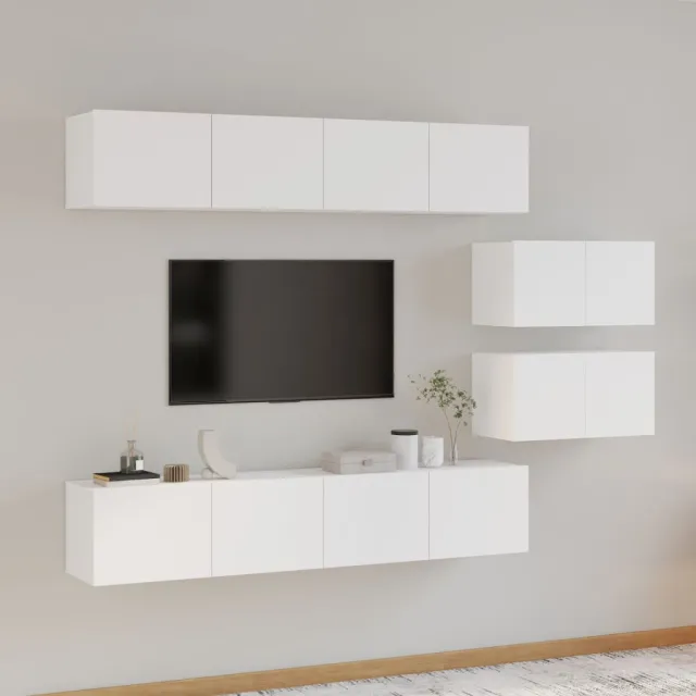Ensemble de meubles TV 6 pcs Blanc Bois d'ingénierie