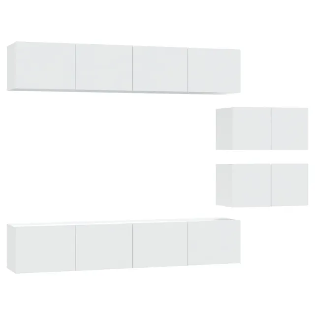 Ensemble de meubles TV 6 pcs Blanc Bois d'ingénierie