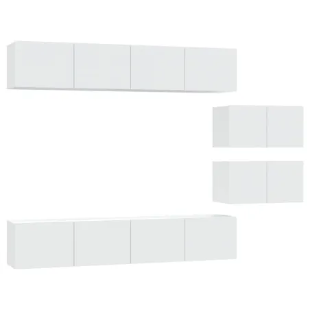 Ensemble de meubles TV 6 pcs Blanc Bois d'ingénierie