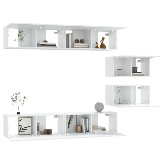 Ensemble de meubles TV 6 pcs Blanc Bois d'ingénierie