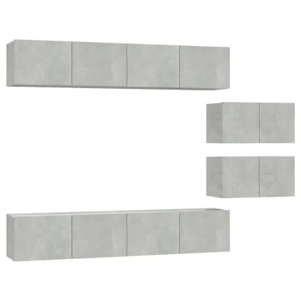 Ensemble de meubles TV 6 pcs Gris béton Bois d'ingénierie 2