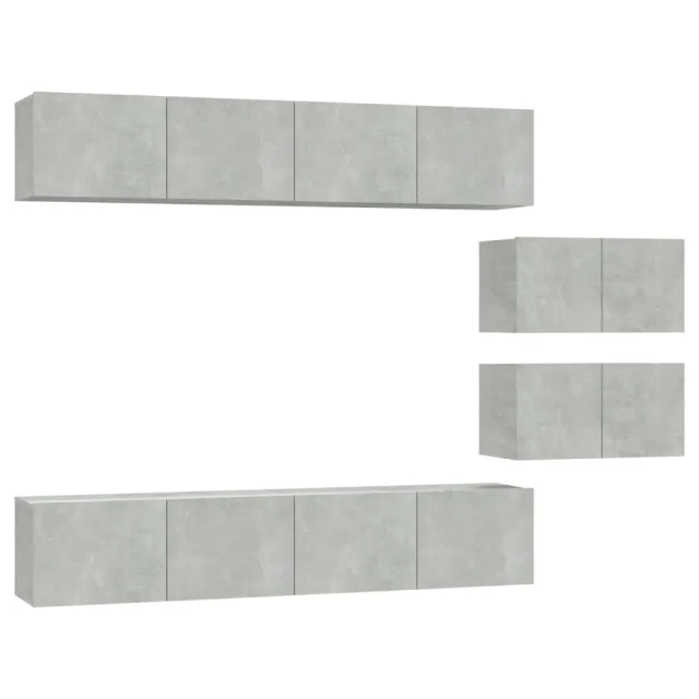 Ensemble de meubles TV 6 pcs Gris béton Bois d'ingénierie
