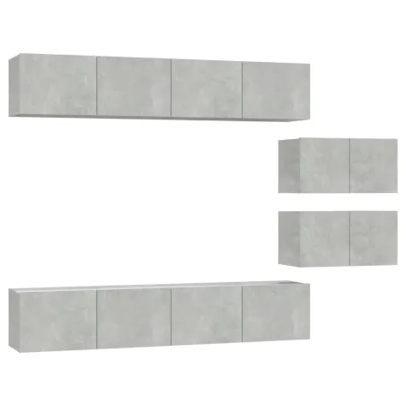 Ensemble de meubles TV 6 pcs Gris béton Bois d'ingénierie