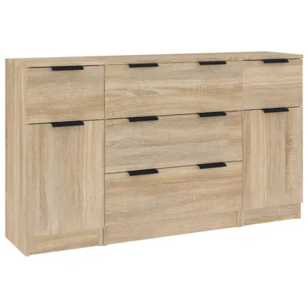 Ensemble de buffets 3 pcs Chêne sonoma Bois d'ingénierie 2