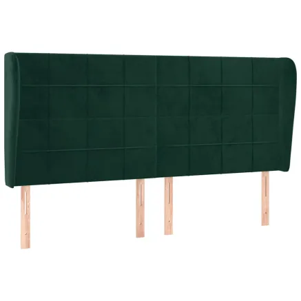 Tête de lit avec oreilles Vert foncé 183x23x118/128 cm Velours 2