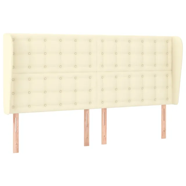 Tête de lit avec oreilles Crème 203x23x118/128 cm Similicuir