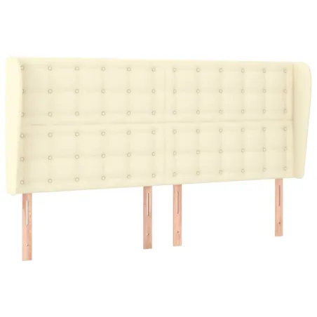 Tête de lit avec oreilles Crème 203x23x118/128 cm Similicuir