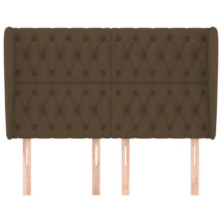Tête de lit avec oreilles Marron foncé 147x23x118/128 cm Tissu