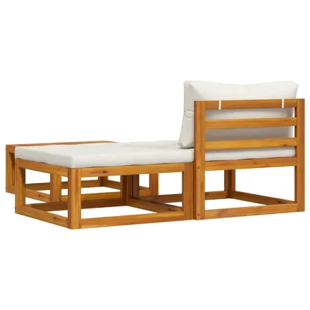 Salon de jardin 3 pcs avec coussins crème Bois d'acacia solide