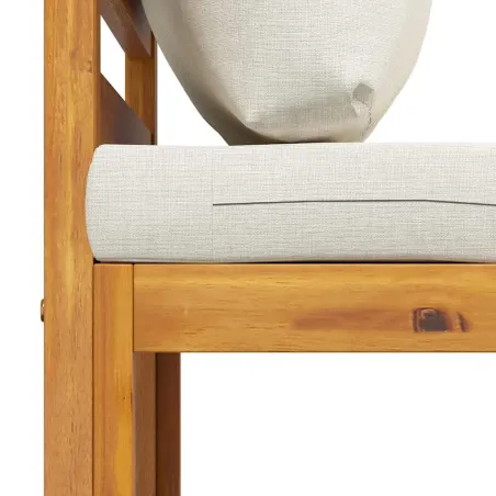 Salon de jardin 3 pcs avec coussins crème Bois d'acacia solide