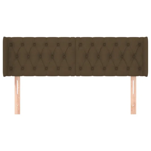 Tête de lit avec oreilles Marron Foncé 147x16x78/88 cm Tissu