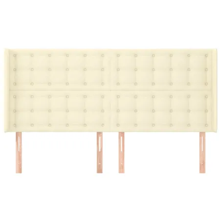 Tête de lit avec oreilles Crème 203x16x118/128 cm Similicuir