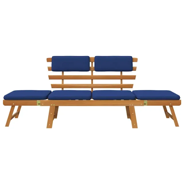 Banc de jardin avec coussins 2-en-1 190 cm Bois solide d'acacia