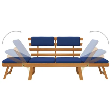 Banc de jardin avec coussins 2-en-1 190 cm Bois solide d'acacia