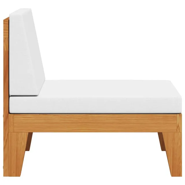 Canapé central sectionnel et coussins blanc crème Bois d'acacia