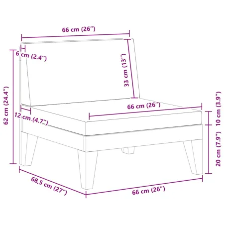 Canapé central sectionnel et coussins blanc crème Bois d'acacia