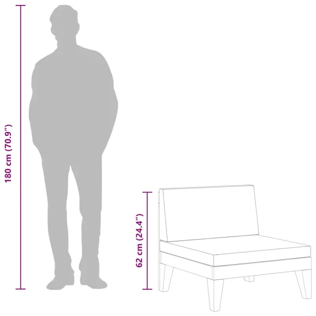 Canapé central sectionnel et coussins blanc crème Bois d'acacia