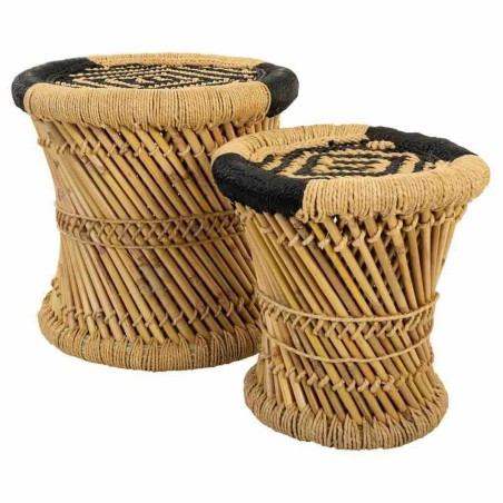 Set van krukken Alexandra House Living Zwart Natuurlijk Bamboe Touw 38