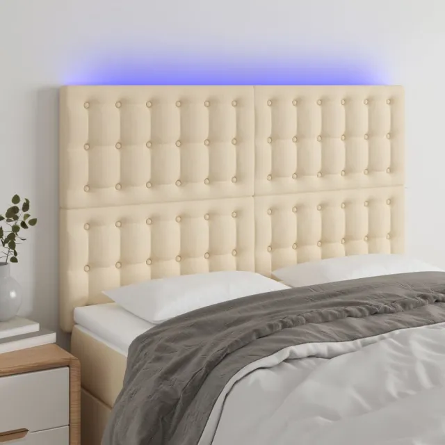 Tête de lit à LED Crème 144x5x118/128 cm Tissu
