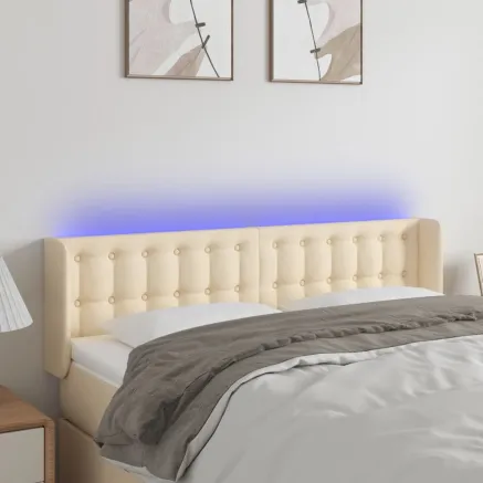 Tête de lit à LED Crème 147x16x78/88 cm Tissu