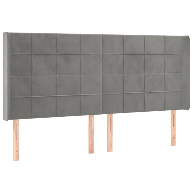 Tête de lit à LED Gris clair 203x16x118/128 cm Velours