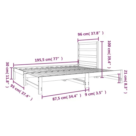 Lit coulissant sans matelas 2x(90x190) cm