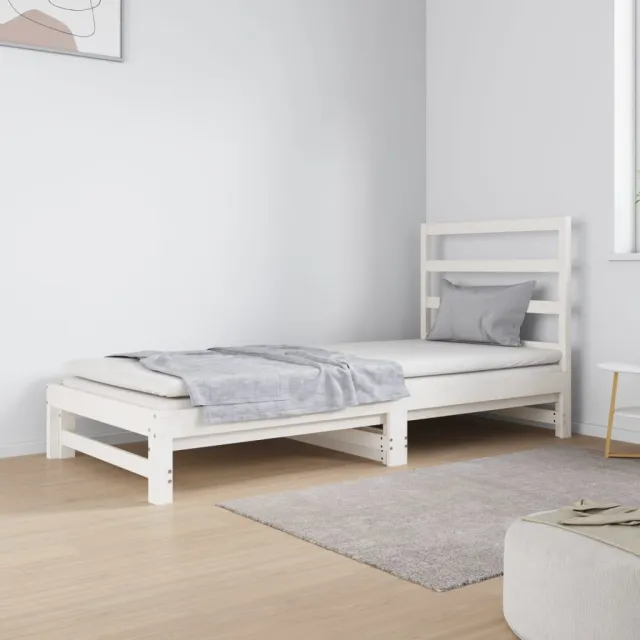 Lit coulissant sans matelas blanc 2x(90x190) cm