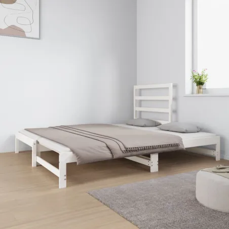 Lit coulissant sans matelas blanc 2x(90x190) cm
