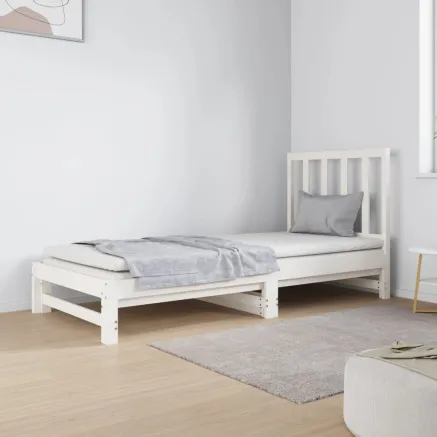 Lit coulissant sans matelas blanc 2x(90x190) cm