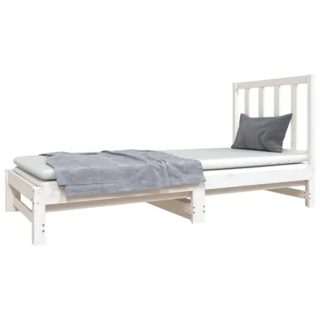 Lit coulissant sans matelas blanc 2x(90x190) cm