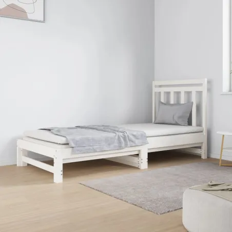 Lit coulissant sans matelas blanc 2x(90x190) cm