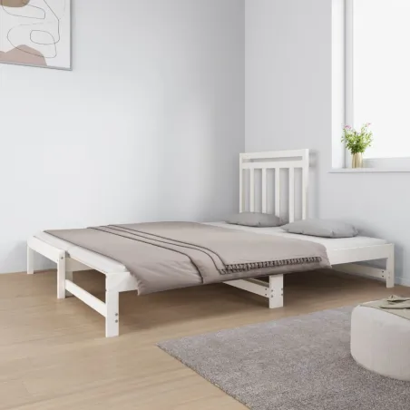 Lit coulissant sans matelas blanc 2x(90x190) cm