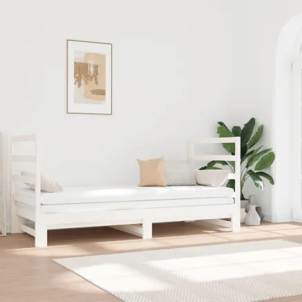 Lit coulissant sans matelas blanc 2x(90x190) cm