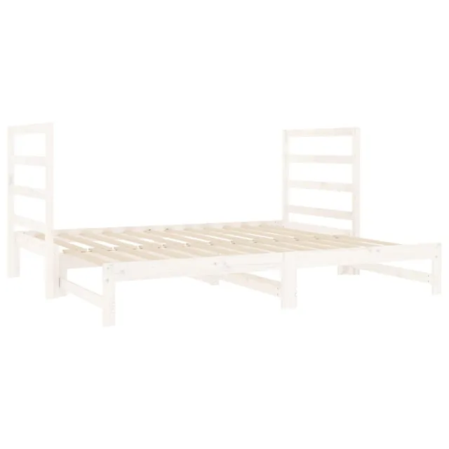 Lit coulissant sans matelas blanc 2x(90x190) cm