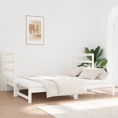 Lit coulissant sans matelas blanc 2x(90x190) cm