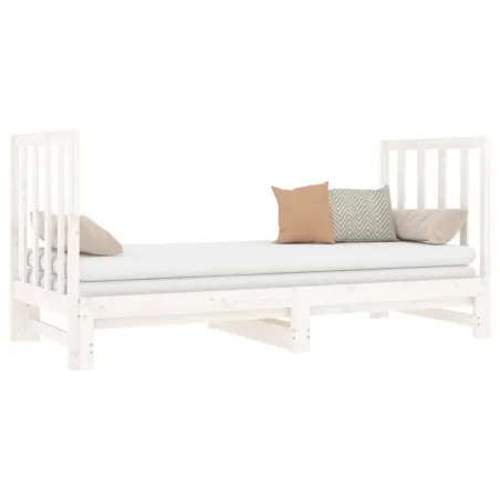 Lit coulissant sans matelas blanc 2x(90x190) cm