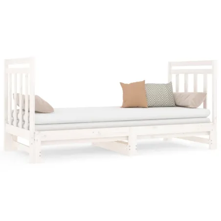 Lit coulissant sans matelas blanc 2x(90x190) cm