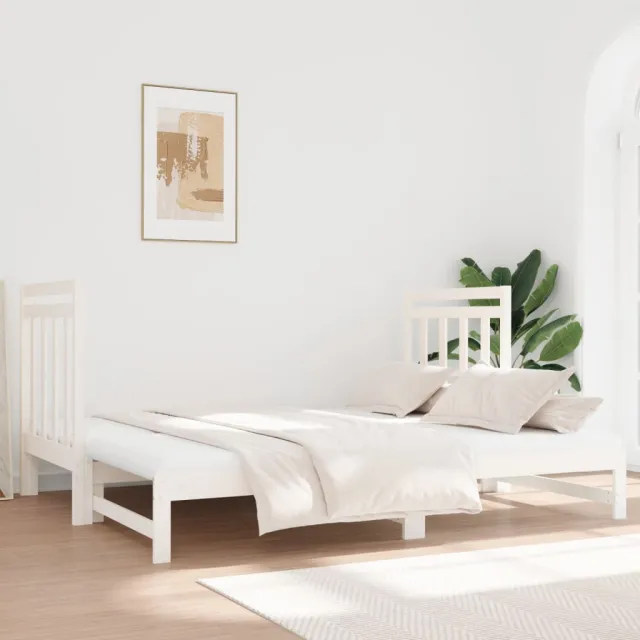 Lit coulissant sans matelas blanc 2x(90x190) cm