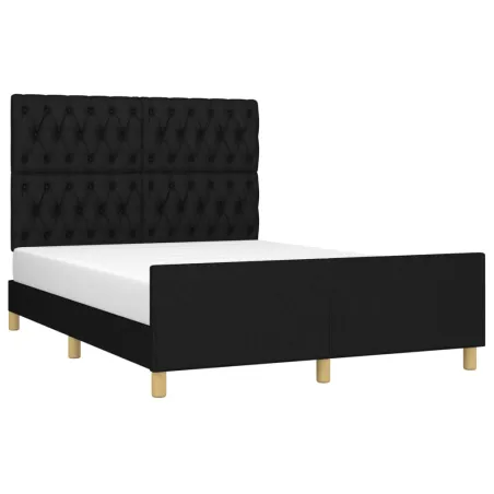 Cadre de lit sans matelas noir 140x190 cm tissu