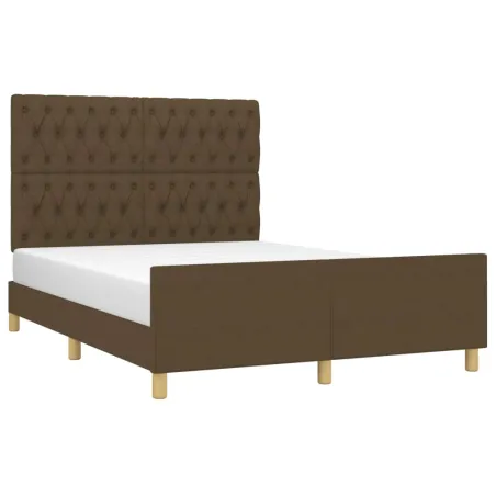 Cadre de lit sans matelas marron foncé 140x190 cm tissu