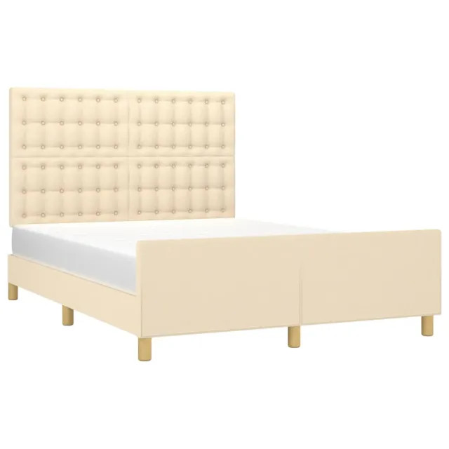 Cadre de lit sans matelas crème 140x190 cm tissu