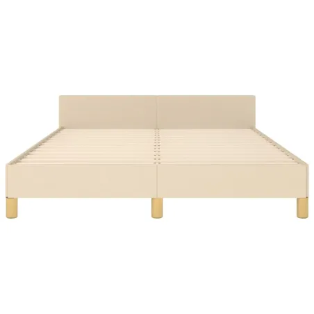 Cadre de lit sans matelas crème 140x190 cm tissu