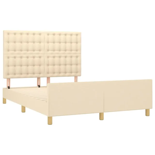 Cadre de lit sans matelas crème 140x200 cm tissu